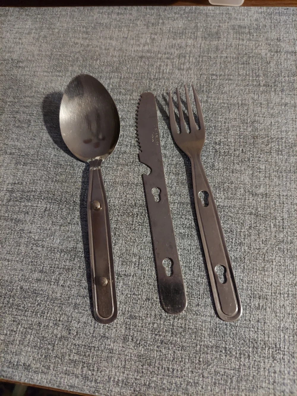 Vintage Stainless Steel Camping Cutlery Set -  Spoon Fork Knife